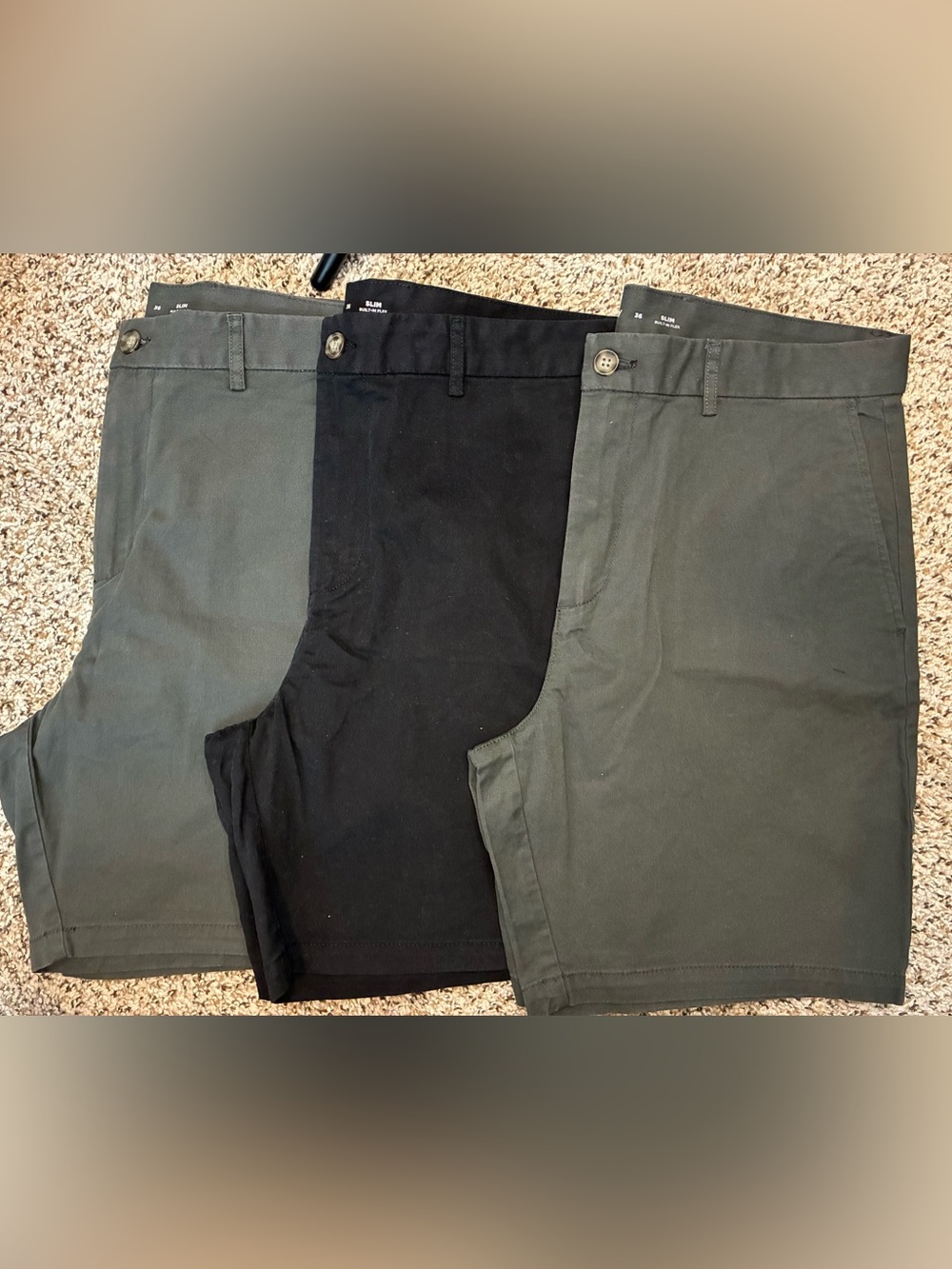 Bundle - men 3 Old Navy of black & gray shorts in size 36 slim built in flex
